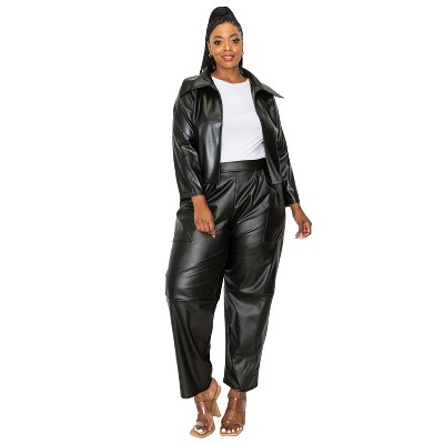 L I V D Women's Ryder Crop Vegan Leather Jacket