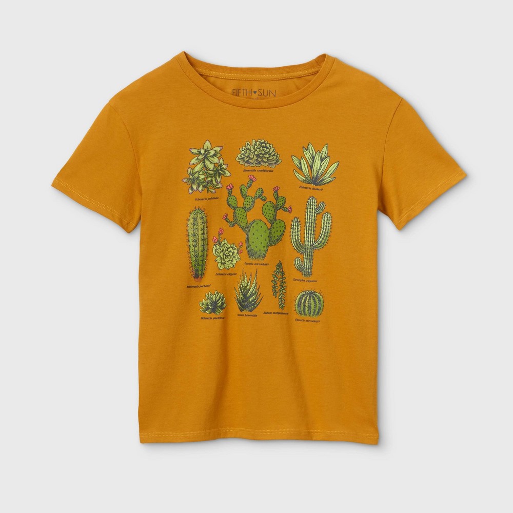 Size Medium Women's Cactus Short Sleeve Graphic T-Shirt (Juniors') - Dark Mustard M, Dark Yellow