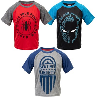 Marvel Avengers Spider-Man Hulk Loki Captain America 3 Pack T-Shirts Little Kid to Big Kid