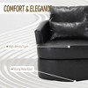 33"W Swivel Barrel Chair Accent Chair Round Sofa Chair Club Chair Leisure Arm Chair with Cushion, Teddy/PU-ModernLuxe - 4 of 4