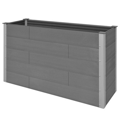 vidaXL Garden Raised Bed Gray Wood-plastic composite, Aluminum Large