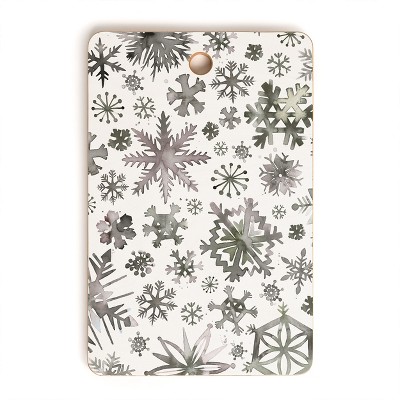 Ninola Design Winter Stars Snowflakes Gray Cutting Board Rectangle -Deny Designs