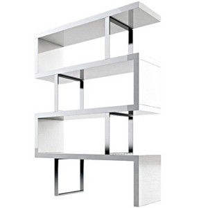 HomeRoots 67" White And Silver Metal and Wood Three Tier Etagere Bookcase - 1 of 4