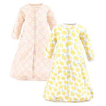 Hudson Baby Infant Girl Cotton Long-Sleeve Wearable Sleeping Bag, Sack, Blanket, Lemon Daisy Long Sleeve