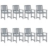 vidaXL 8-Piece Patio Chairs Set with Cushions in Beige and Gray - Solid Acacia Wood Outdoor Furniture - Weather-Resistant and Easy to Clean - 3 of 4