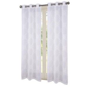 RT Designers Collection Sheryl Embroidery Dorly Grommet Curtain Panel Pair 36" x 84" White - 1 of 4