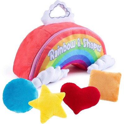 Plush Creations Shapes & Colors Carrier Set, Set of 4 Shapes & Colors with Rainbow Carrier Case, Ages 0+