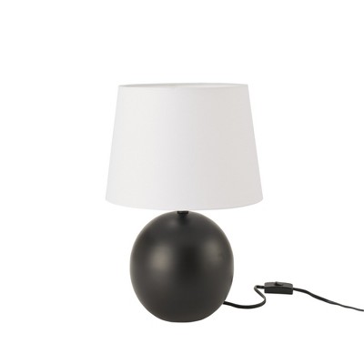18" Black Metal Round Table Lamp with White Shade