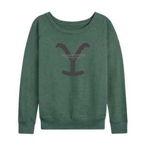 Women's - Yellowstone - Yelllowstone Logo Lightweight French Terry Wide Neck Long Sleeve Shirt - 1 of 4