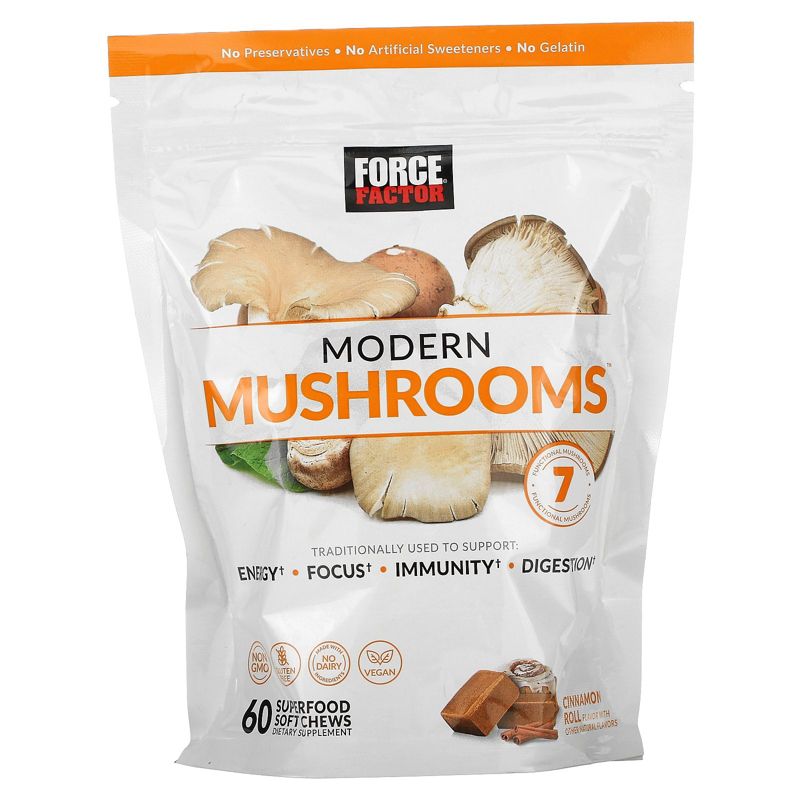 Force Factor Modern Mushrooms, Cinnamon Roll , 60 Soft Chews, 1 of 3
