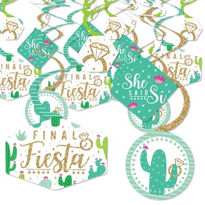 Big Dot of Happiness Final Fiesta - Last Fiesta Bachelorette Party Hanging Decor - Party Decoration Swirls - Set of 40
