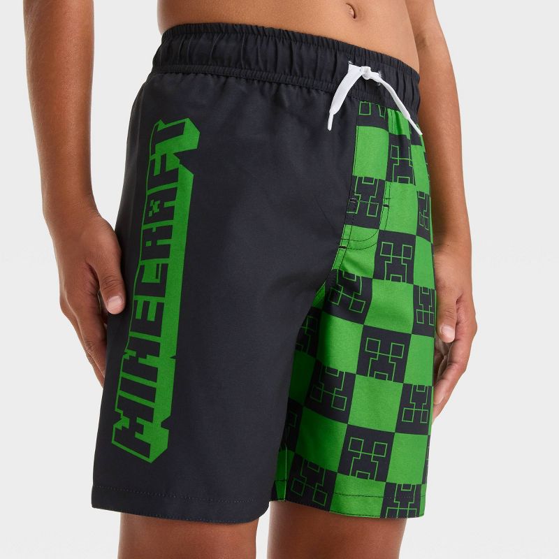 Boys&#39; Minecraft Fictitious Character Swim Shorts - Green, 2 of 4
