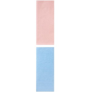 REGALWOVEN Solid Stripe Pattern Bathroom Face Hand Towels 14" x 30"/13" x 30" 2 Pcs - 1 of 4