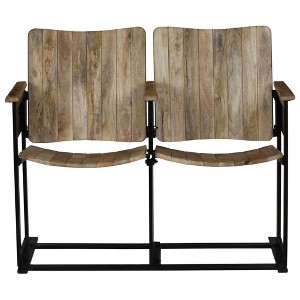 vidaXL Bench Mango Wood Solid mango wood, Steel Medium Ergonomic Bench - 1 of 4