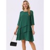 INSPIRE CHIC Women's Round Neck Semi Sheer 3/4 Bell Sleeve Asymmetrical Layered Tiered Midi Dress - 3 of 4