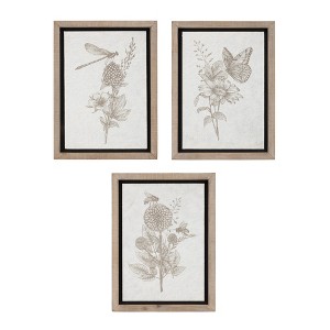 Framed Floral Insect Print (Set of 3) - 1 of 4