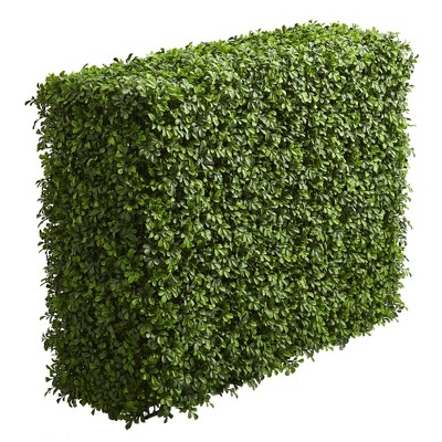 39" Green Plastic Boxwood Artificial Hedge for Indoor/Outdoor Use