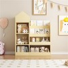 YONWAY Wood Kids Wooden Bookshelf, Kid's Bin Storage Unit with 6 Compartments 2 Baskets Bins Toys Box Organizer for Books, Toys Shelf - 2 of 4