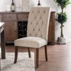 Simple Relax Set of 2 Linen-like Fabric Upholstered Side Chairs in Rustic Oak and Beige - 2 of 4