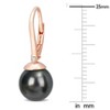 EVERLY JEWELRY | Rose Plated Sterling Silver 8 - 8.5 MM Black Tahitian Cultured Pearl and Diamond Accent Leverback Drop Earrings - 3 of 4