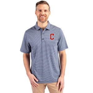 Cleveland Guardians1 Cutter & Buck Forge Eco Heather Stripe Stretch Recycled Mens Big & Tall Polo - 1 of 1