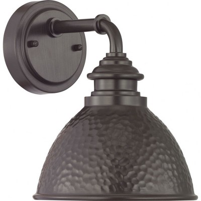 Progress Lighting Englewood 1-Light Small Wall Lantern, Antique Bronze, Metallic Copper Shade, Wet Rated, Farmhouse Style