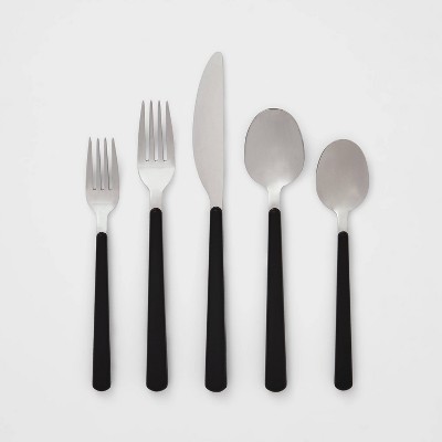 20pc Squared Straight Flatware Set Black - Room Essentials™ : Target