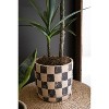 Checkered Clay Planters with Trays Set of 3 – 11" Tall by Kalalou - 3 of 4