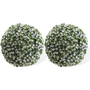 Artificial Topiary Flower Balls, Set of 2 Decorative Topiary Balls Hanging Grass Ball for Home Decor Indoor and Outdoor - 1 of 4