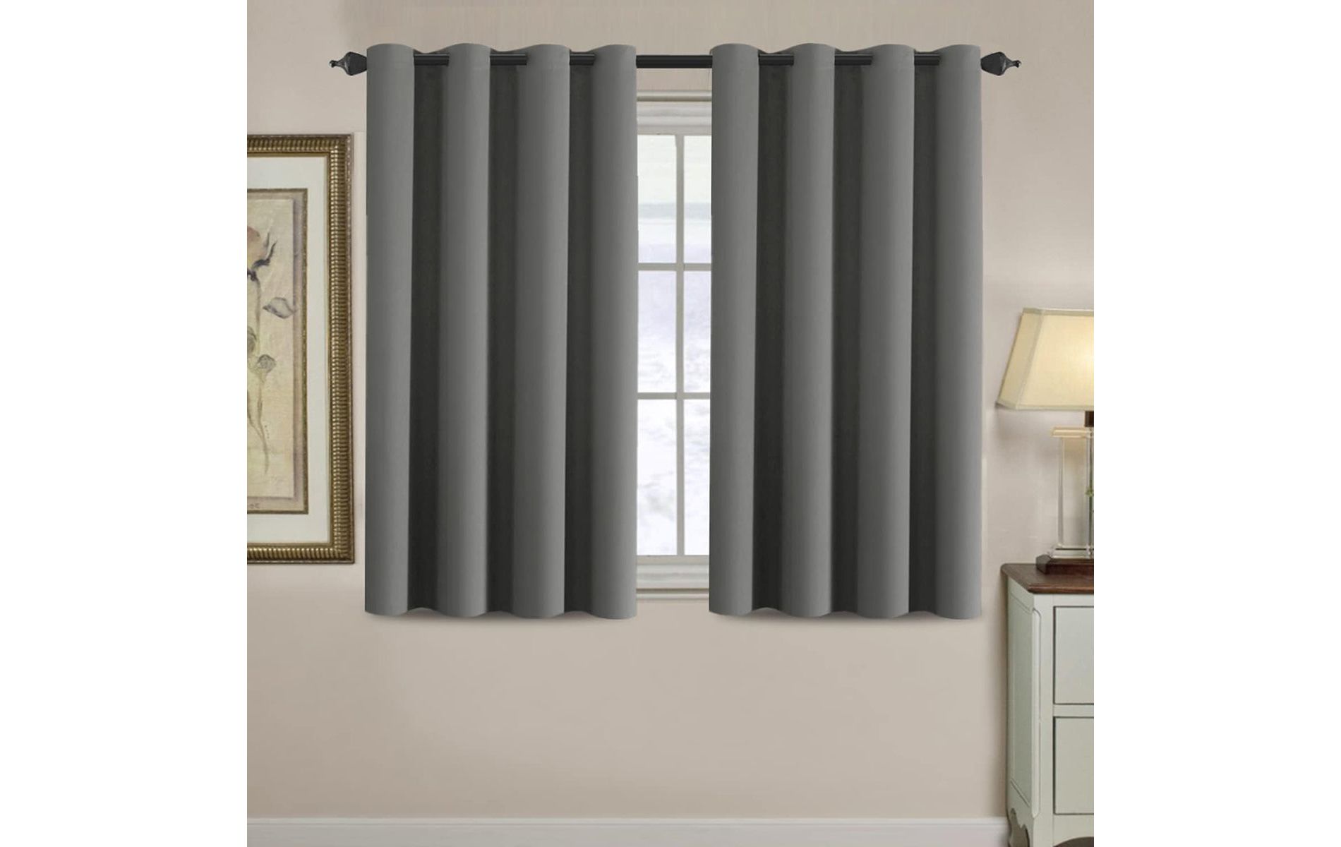 H.Versailtex 1 Panel Blackout Thermal Insulated Grommet Top Short Solid Color Curtain