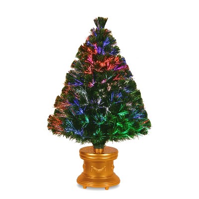 National Tree Company 36 Inch Pre Lit Artificial Fiber Optic Holiday Tree with Multicolor Lights for Tabletops, Desks, and Small Spaces