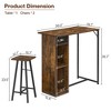 Small Bar Table and Chairs Set for 2, 3-Piece Bar Table Set with Storage Drawer & Shelf, Space Saving Table - 2 of 4