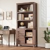 Nasitip 2PACK Farmhouse Bookcase w/Doors, 71''Vintage Bookshelf with Storage Cabinet & Adjustable Shelf, 5-Tier Retro Rustic Bookcase - 2 of 4