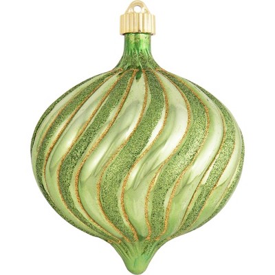 Christmas by Krebs 2ct Limeade and Gold Swirled Shatterproof Shiny Christmas Onion Ornaments 6" (150mm)