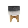 VisioGear Round Planter with Wooden Stand, Plant Pots for Living Room, Bedroom, Black & White, 5"*5"*6" - 4 of 4