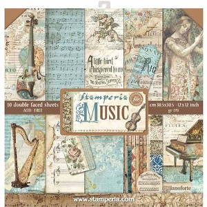 Stamperia Double-Sided Paper Pad 12"X12" 10/Pkg-Music, 10 Designs/1 Each - 1 of 1