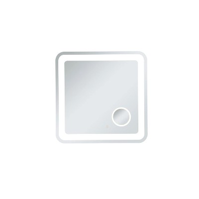 Elegant Lighting Lux 30in x 30in Hardwired LED mirror with magnifier and color changing temperature 3000K/4200K/6000K