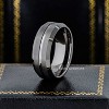 Jewelry Avalanche Mens Gunmetal Tungsten Carbide Wedding Band, Comfort-fit, Grooved Center, 8mm - 2 of 4