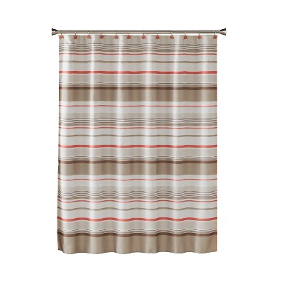 coral and brown shower curtain