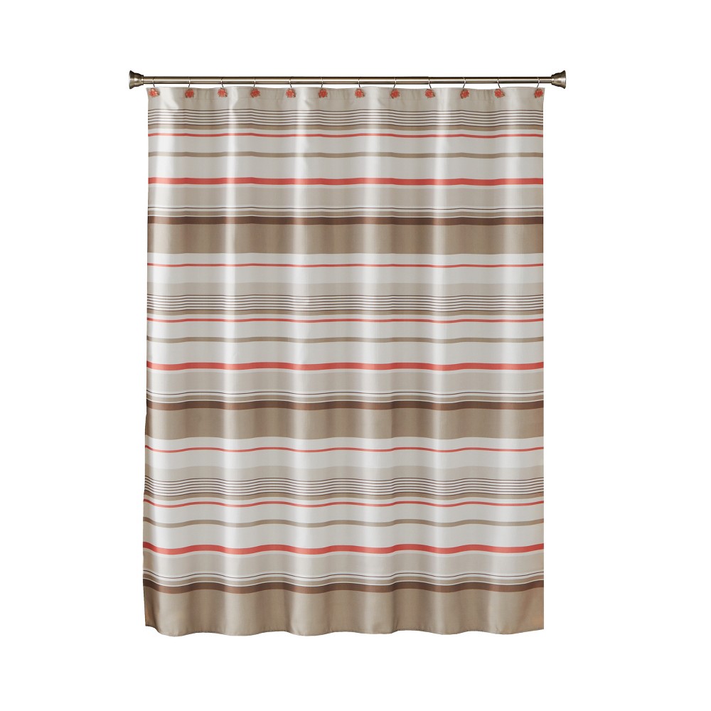 Photos - Shower Curtain Coral Garden Stripe  Tan - Saturday Knight Ltd.