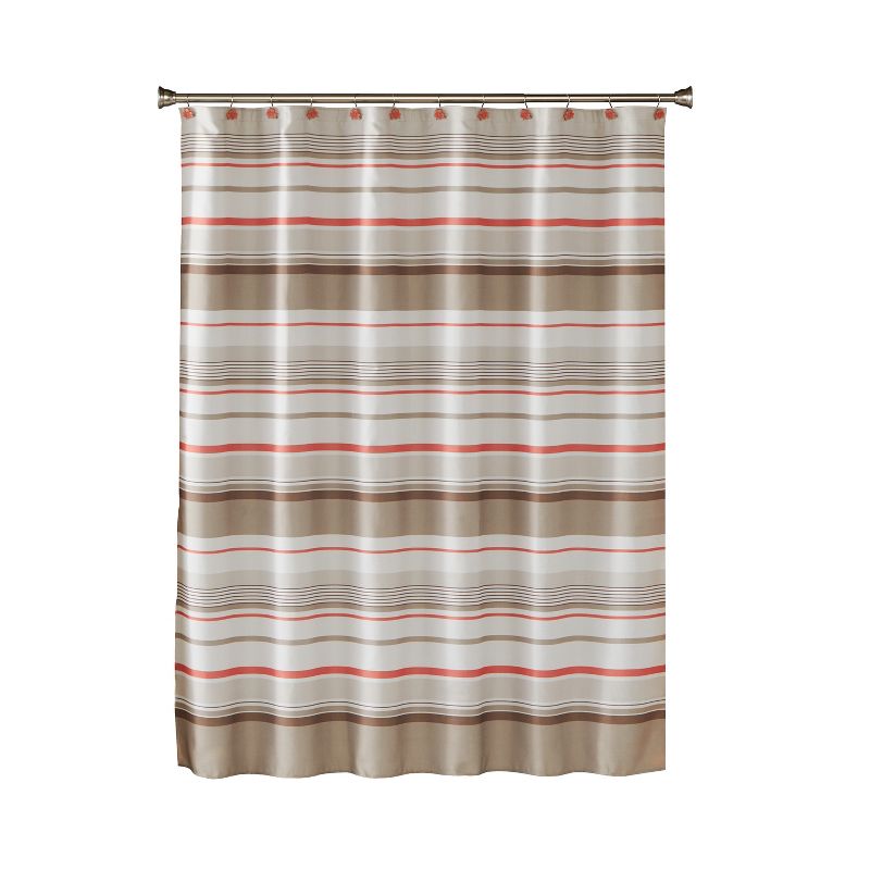 Coral Garden Stripe Shower Curtain Tan - Saturday Knight Ltd., 1 of 6