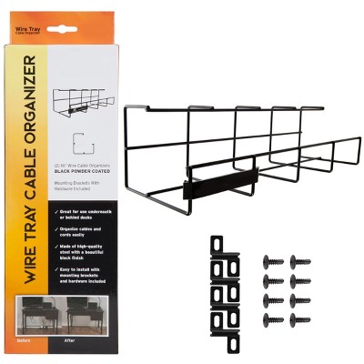 Monoprice Cable Tray Organizer - Black, Under Desk Cord Management, Ideal  For Work Computer Tables, Home And Office Sit-stand Desks : Target