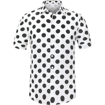 Lars Amadeus Men's Summer Polka Dots Button Down Short Sleeves Hawaiian ...