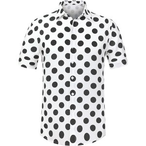 Lars Amadeus Men's Summer Polka Dots Button Down Short Sleeves Hawaiian Shirts - 1 of 4