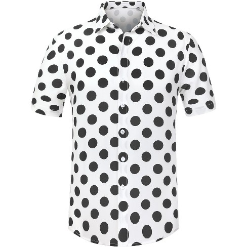 Lars Amadeus Men's Summer Polka Dots Button Down Short Sleeves Hawaiian  Shirts White X Large