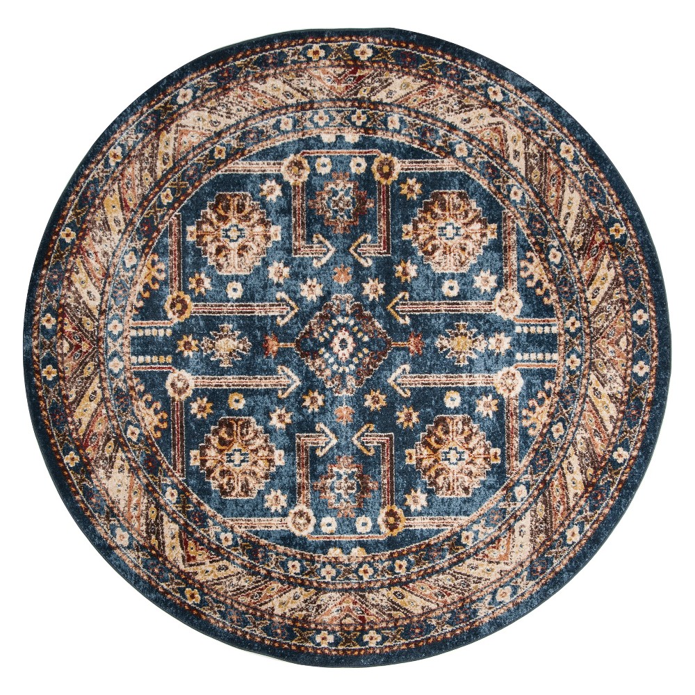 6'7in Medallion Round Area Rug Royal/Ivory - Safavieh