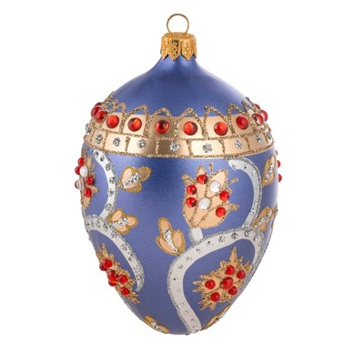 Miss Christmas 5.0 Inch Midnight Garden Blue Fabrege Egg Christmas Tree Ornament , Christmas Decor Christmas, Easter, Holiday, Seasonal (1PC)