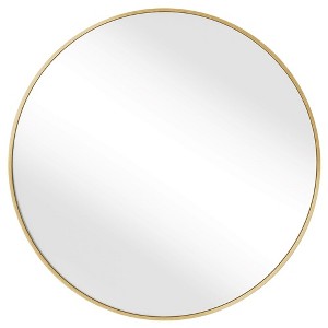 Round Mirror, Bathroom Mirror for Wall, Metal Frame, Easy to Install Ink Black - 1 of 4