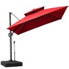 11FT Square Double Top Cantilever Umbrella Outdoor 360° Rotation 6 Heights Adjustable Offset Umbrella with Metal Pole Cantilever with Base - 2 of 4