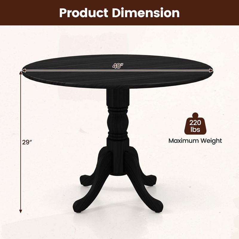 Costway Rustic Dining Table Wooden Dining Table with Round Tabletop & Curved Trestle Legs Natural/Walnut/Black/White/White&Walnut/White&Natural, 3 of 11